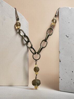 Silpada Sterling Silver Necklace With Smoky Quartz & Citrine Beads 16" Long Eleg